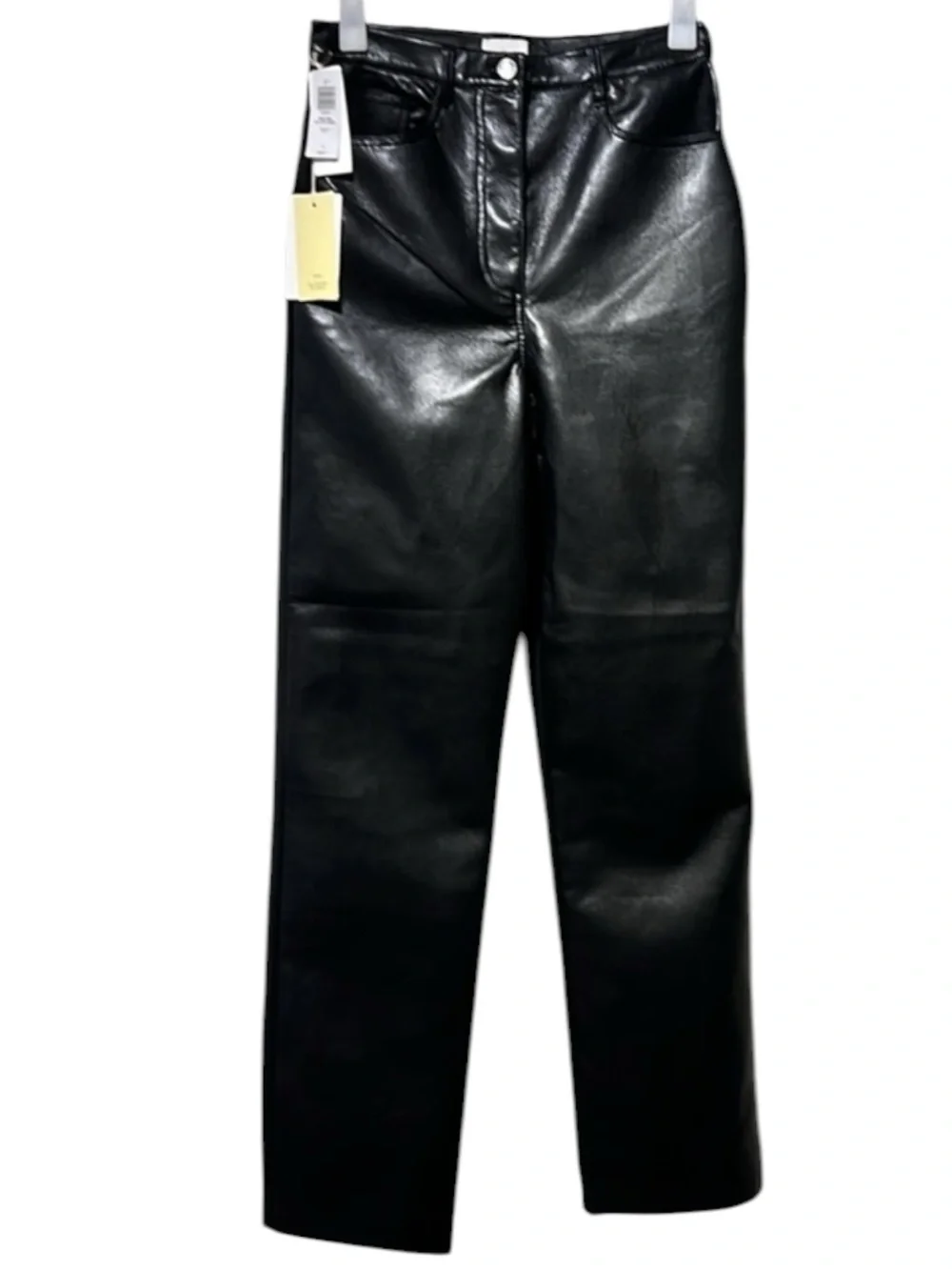 WILFRED Melina High-Rise Faux Leather Straight-Leg Pants in Black Size 6 — NWT!